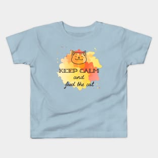 Keep Calm And Feed The Cat - Cute Funny Cat Lover Quote Kids T-Shirt